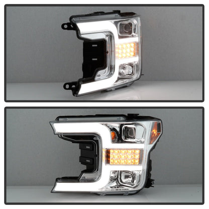 Spyder Signature Ford F150 18-19 (Halogen Model) Proj. Headlights - Chrome (PRO-YD-FF15018-LBSEQ-C) 5086631