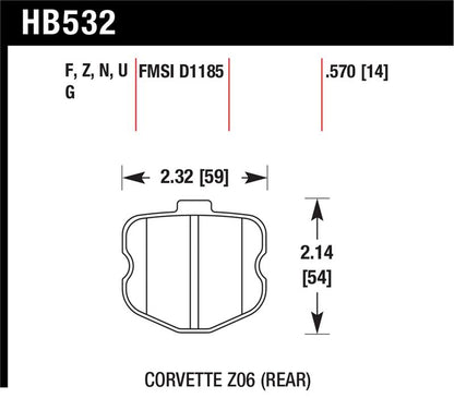 Hawk 06-10 Chevy Corvette (OEM Pad Design) Rear HPS Street Brake Pads