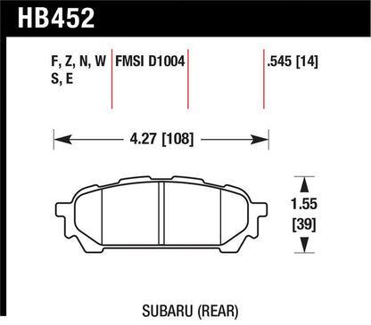 Hawk 2006-2006 Saab 9-2X 2.5i HPS 5.0 Rear Brake Pads