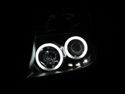 Anzo 2005-2008 Nissan Frontier Projector Headlights w/ Halo Black