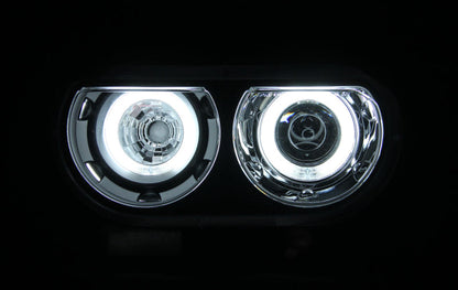 Anzo 2008-2014 Dodge Challenger Projector Headlights w/ Halo Black (CCFL)