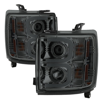 Spyder Chevy Silverado 14-16 2500 HD Projector Headlights Light Bar DRL Smke PRO-YD-CSHD14-LBDRL-SM 5081056