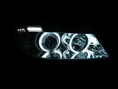 Anzo 2006-2008 BMW 3 Series E90-E91 Projector Headlights w/ Halo w/ LED Bar