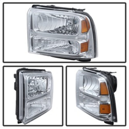 SPYDER Xtune Ford F250/350/450 Super Duty 05-07 Crystal Headlights Chrome HD-JH-FS05-AM-C 9026560