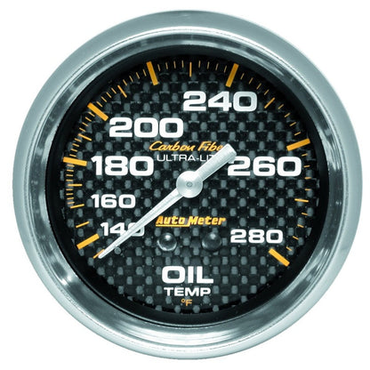 AutoMeter Carbon Fiber 2-5/8in 140-280 Deg F Mechanical Oil Temp Gauge 4841