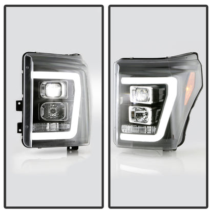 Spyder Ford F250/350/450 11-16 V2 High-Power LED Headlights-White Light Bar-Black PRO-YD-FS11V2PL-BK 5087898