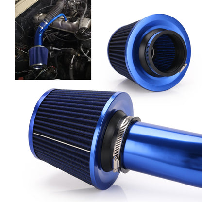 Universal 3-Inch Cold Air Intake Kit with Air Filter & Aluminum Pipe – Blue