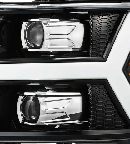 AlphaRex 07-13 Chevy 1500 LUXX LED Proj Headlights Plank Style Jet Blk w/ Activ Light/Seq Signal/DRL 880223 *Discontinued