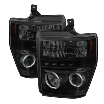 Spyder Ford F250/350 08-10 Projector Headlights LED Halo LED Blk Smke PRO-YD-FS08-HL-BSM 5078490