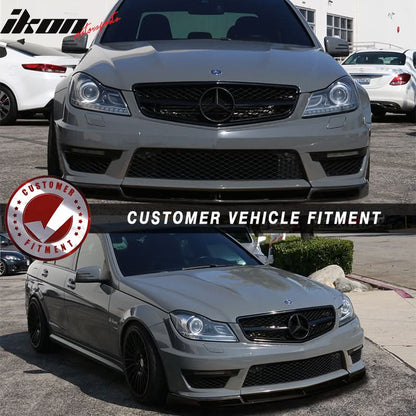 2012-2014 Benz W204 C63 AMG V Style Front Bumper Lip Carbon Fiber CF