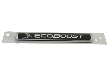 Ford Racing Black/Silver EcoBoost Emblem 3-1/2in x 9/16in - Set of 2 M-1447-EBBLK