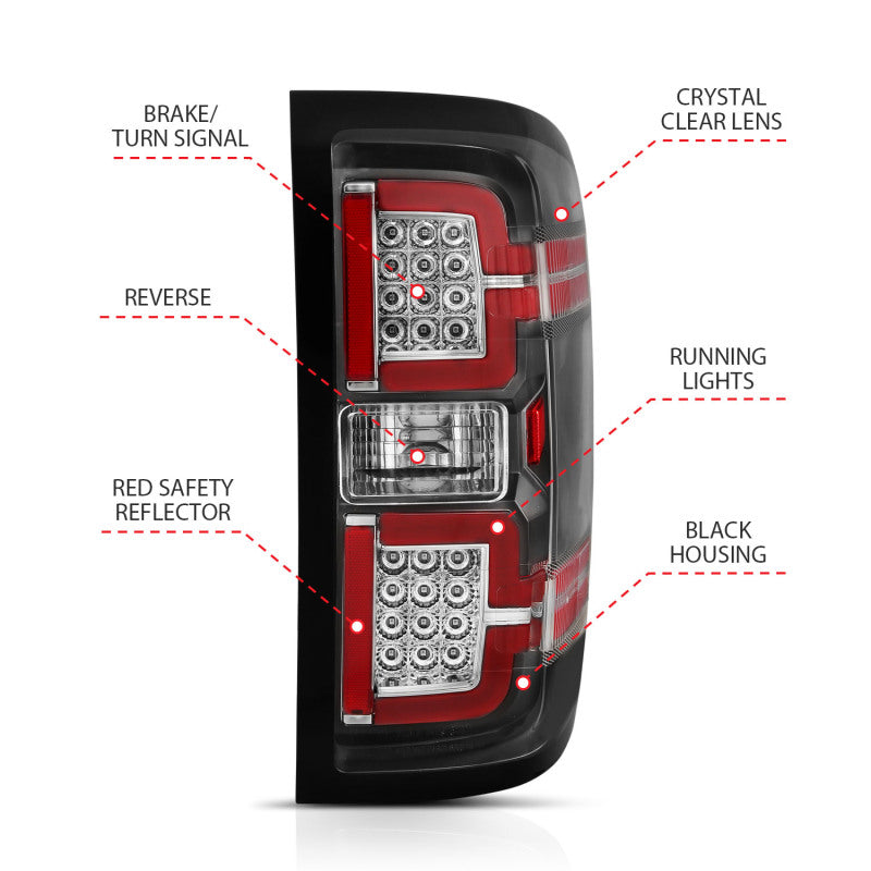 ANZO 2014-2018 Chevy Silverado 1500 LED Taillights Black 311289
