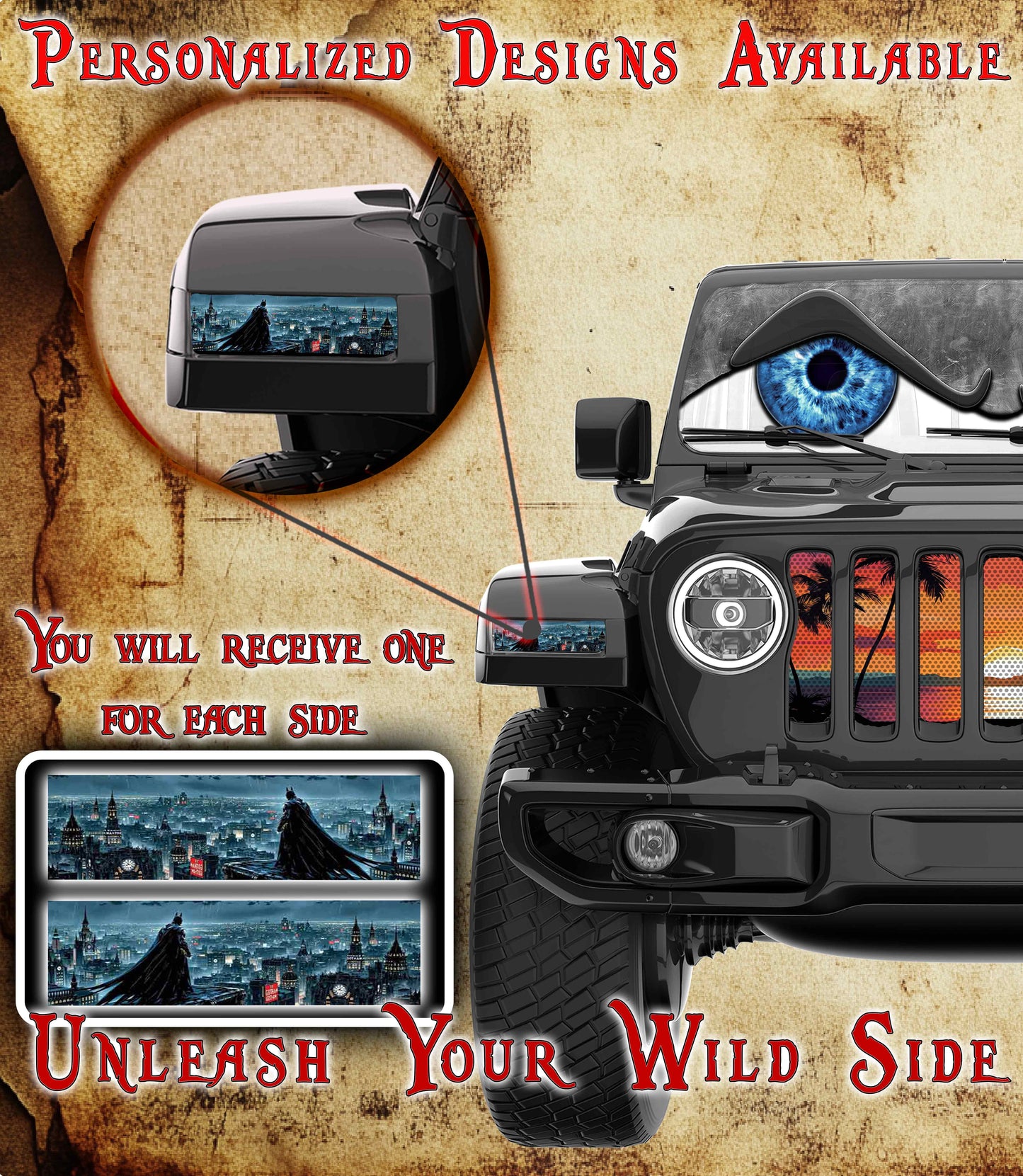 Batman watching Jl and Gladiator Turn signal decal 70