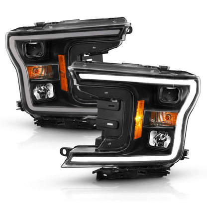 ANZO 2018-2019 Ford F-150 Projector Plank Style H.L. Black Amber (Without Switchback) 111467