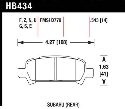 Hawk 02-03 WRX / 05-08 LGT D770 Performance Ceramic Street Rear Brake Pads