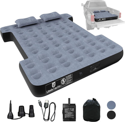 Umbrauto 5.5-5.8FT Full Size Truck Bed Mattress with Detachable Pump,Black/Grey