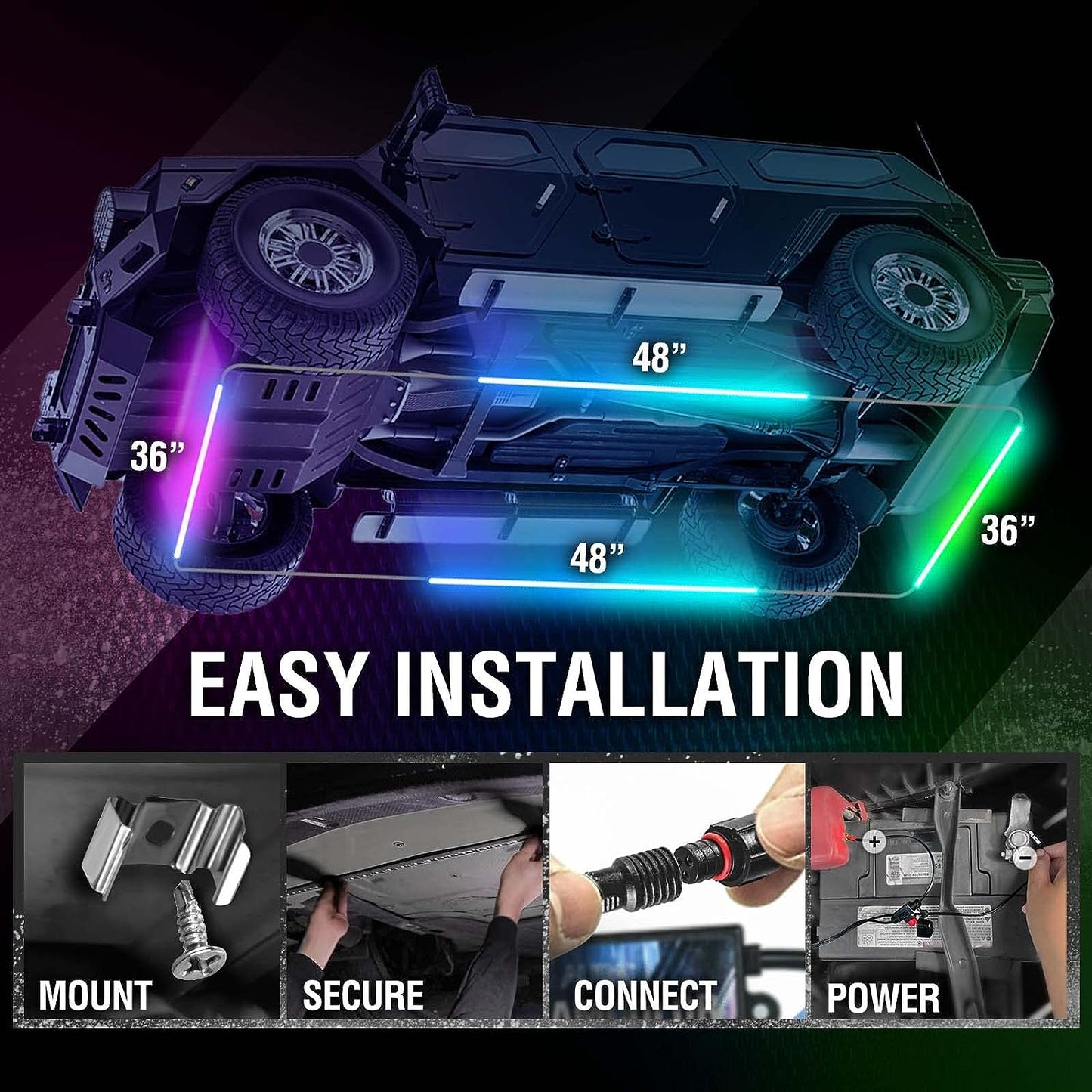 AURA LED Lighting Kit Bundle - Grille + Wheel Well + DreamColor Underglow - Remote Control