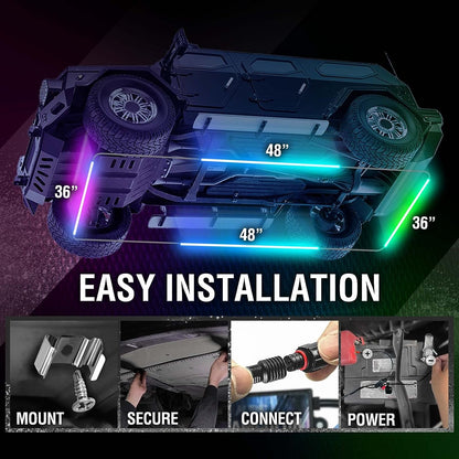 AURA LED Lighting Kit for Truck Bundle (Grille LED Kit + DreamColor Underglow LED Kit - Remote Control + Tailgate Triple Light Bar)