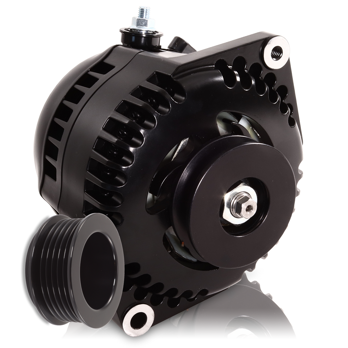 Mechman 170 Amp Racing Alternator 1965-1985 GM - Black (Includes 2 Pulleys)