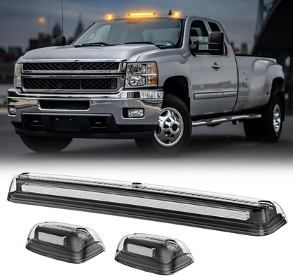 2007-2014 GMC Chevy HD Smoked White Amber LED Roof Cab Lights