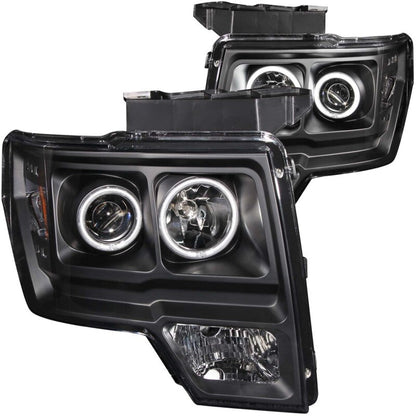 Anzo 2009-2014 Ford F-150 Projector Headlights w/ Halo Black (CCFL)