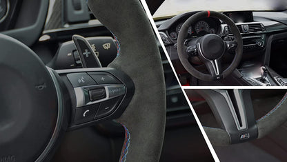 BMW F-Series Alcantara Suede Steering Wheel Cover DIY (Blue Stripe)