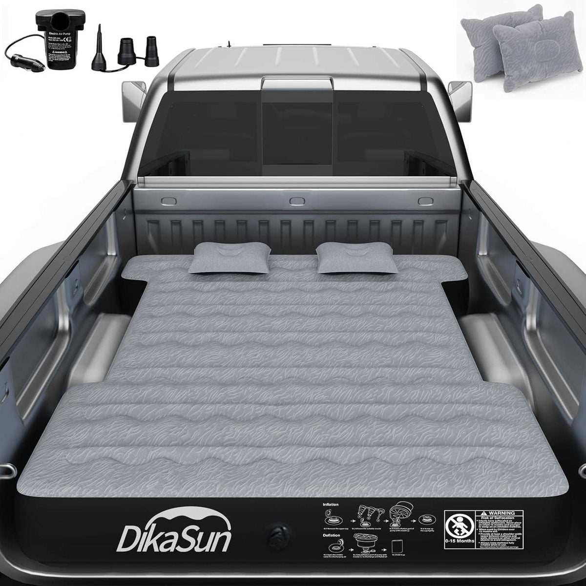 DikaSun 6-6.5ft Mid Size Truck Bed Air Mattress,Grey