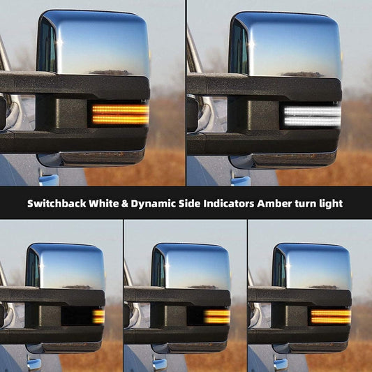 2014-2019 GMC Chevy Sierra Silverado HD Smoked Switchback LED Mirror Lights