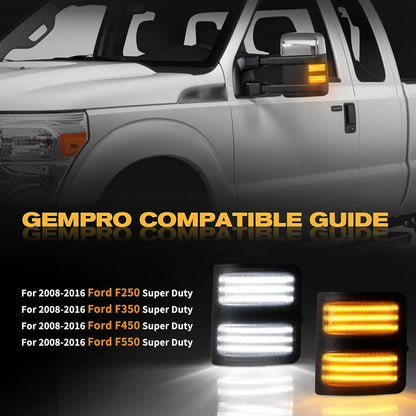 2008-2016 Ford F250 Super Duty Switchback LED Smoked Mirror Lights