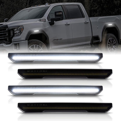2020-2026+ GMC Sierra HD 2500 Smoked White Amber SCANNING LED Side Markers