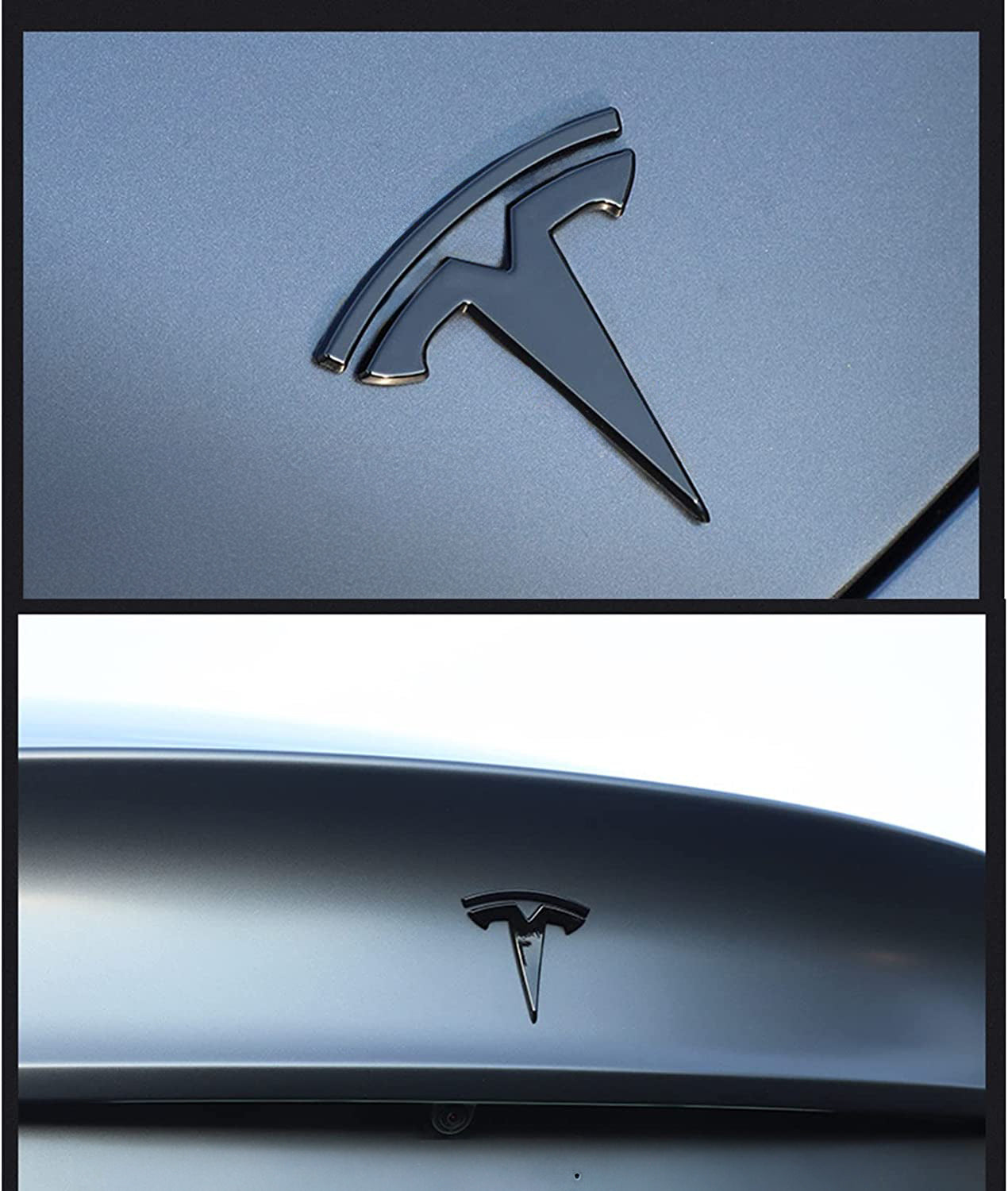 TESLA Metal Gloss and Matte OEM Emblems Logo for Model 3 & Model Y Hood + Trunk in Gold, Red, Gloss and Matte Black