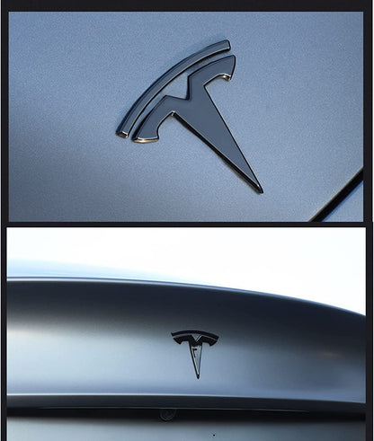 TESLA Metal Gloss and Matte OEM Emblems Logo for Model 3 & Model Y Hood + Trunk in Gold, Red, Gloss and Matte Black