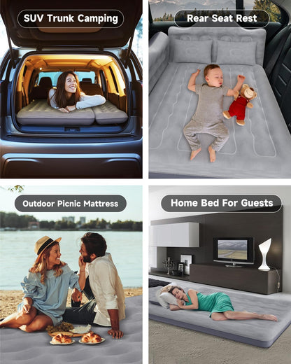 Umbrauto 29.53in/75cm Wide Car Air Mattress Inflatable SUV, Truck & Van Back Seat Camping Bed with Pump & Pillows, Gray