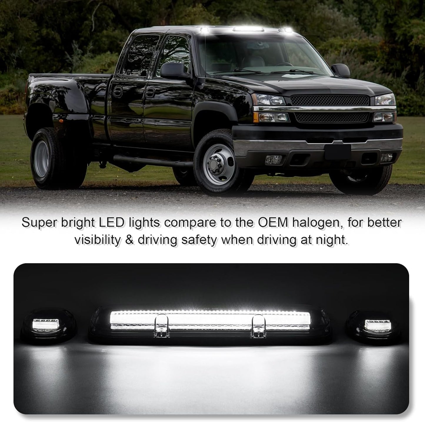 2000-2006 GMC Chevy HD Smoked White Amber LED Roof Cab Lights