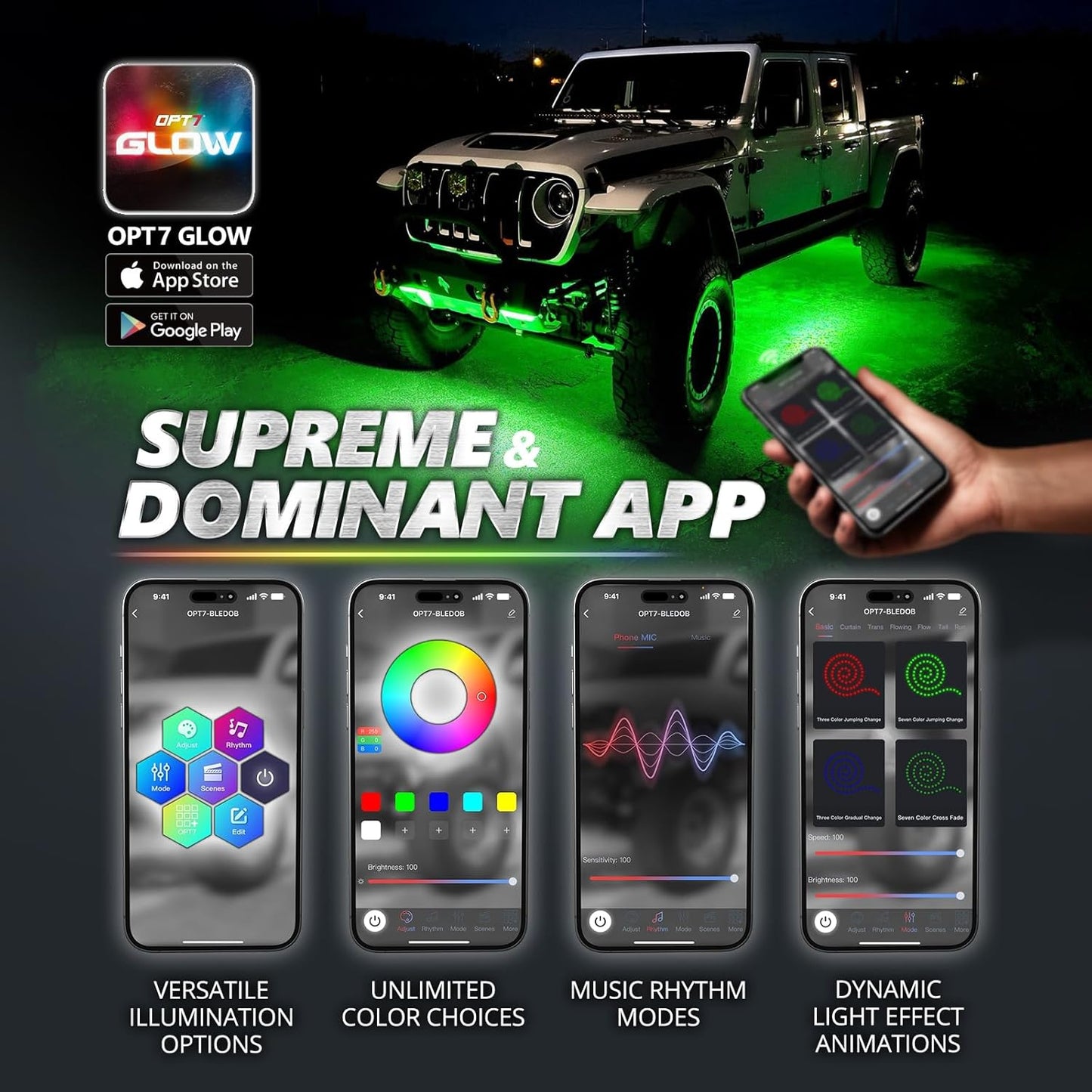 AURA PRO LED Aluminum Underglow Lighting Kit Bluetooth Enabled App for Car Trucks RV Trailers