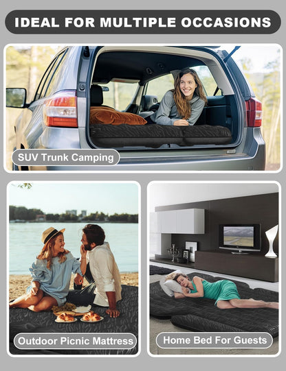 Umbrauto 63in Extended SUV Mattress Quick Inflate, Includes Pump & 2 Pillows,Grey