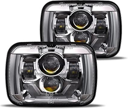 2020-2021 New Osram Chips 180w Dot 500 Brighter Antiglare H6054 5x7 7x6 LED Headlights With Turn Signal Drl Hilow Sealed Beam Compatible Jeep Cherokee Xj Wrangler Yj Ford Chevrolet Gmc Toyota Nissan Etc
