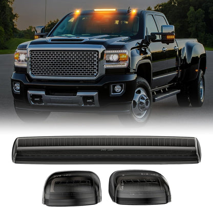 2015-2019 GMC Chevy HD Smoked White Amber LED Roof Cab Lights