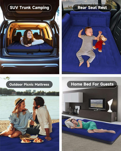 Umbrauto 29.53in/75cm Wide Car Air Mattress Inflatable SUV, Truck & Van Back Seat Camping Bed with Pump & Pillows, Navy