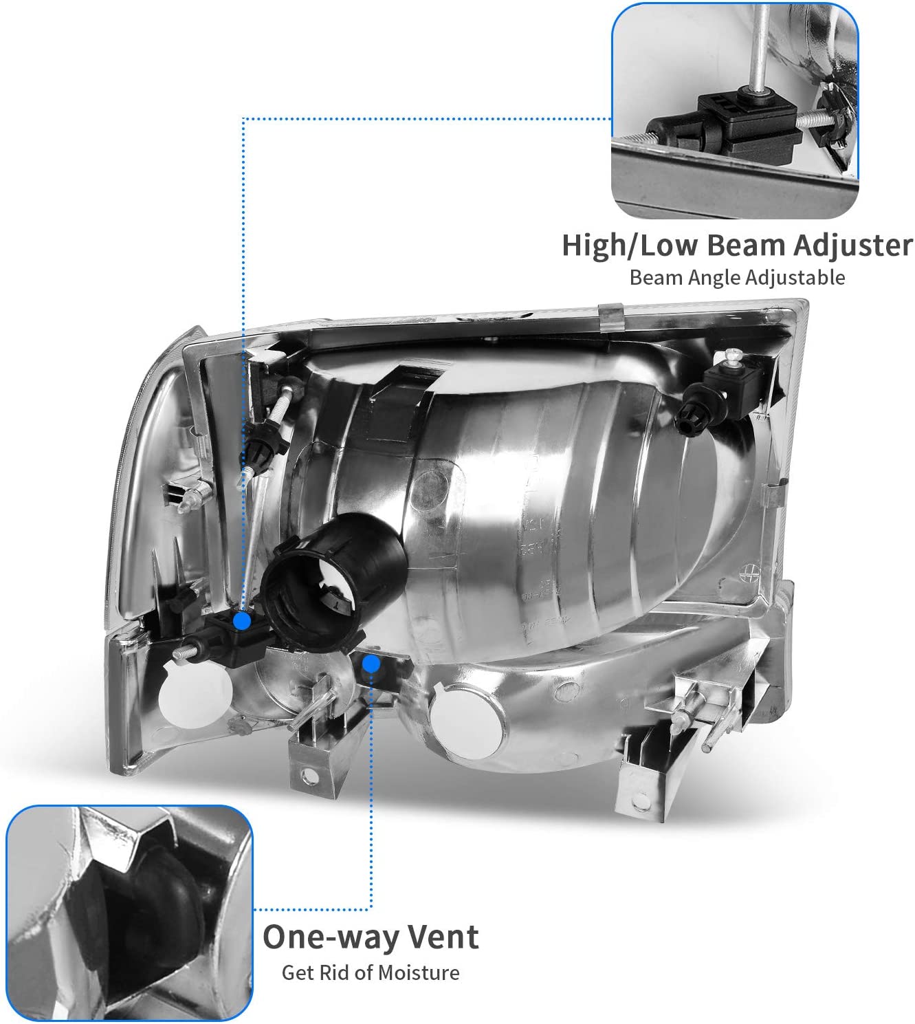 Dwvo Headlight Assembly Compatible With Ford F250 F350 F450 F550 Super Duty Pickup Truck Signal Lamps Chrome Housing Clear Lens Amber Reflector
