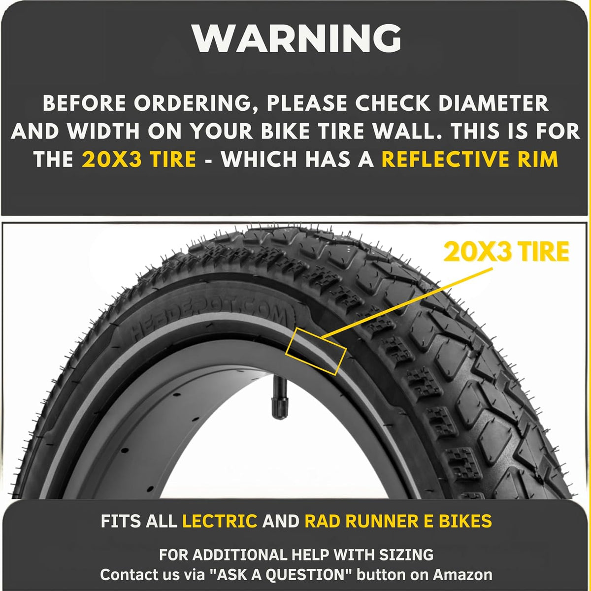 HEB ALLSCAPE® Fat Tires 20" x 3.0" - Set of 2 Tires, Tubes Not Included