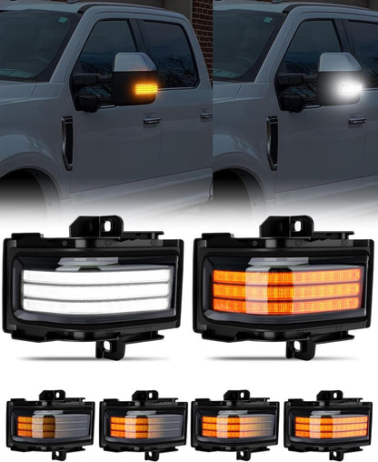 2017-2026+ Ford Super Duty F250 Smoked White Amber LED Mirror Lights