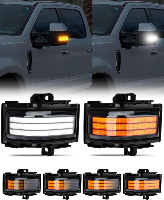 2017-2026+ Ford Super Duty F250 Smoked White Amber LED Mirror Lights