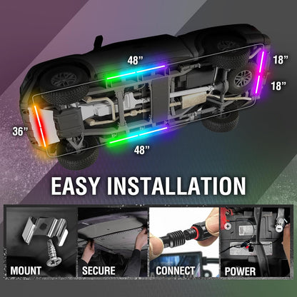 AURA LED Aluminum Underglow DreamColor Lighting Kit w-Remote