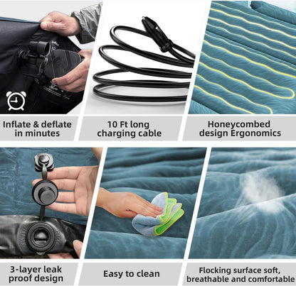Umbrauto 63in Extended SUV Mattress Quick Inflate, Includes Pump & 2 Pillows£¬Teal