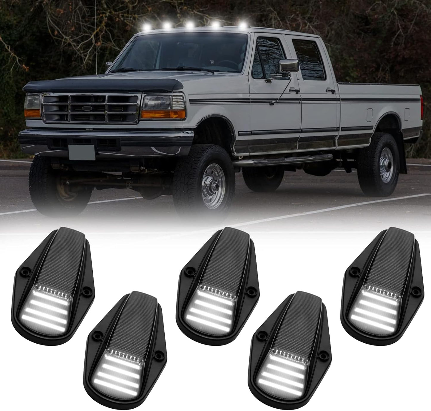 1984-1998 Ford F250 Super Duty Clear Smoked White Amber LED Roof Cab Lights