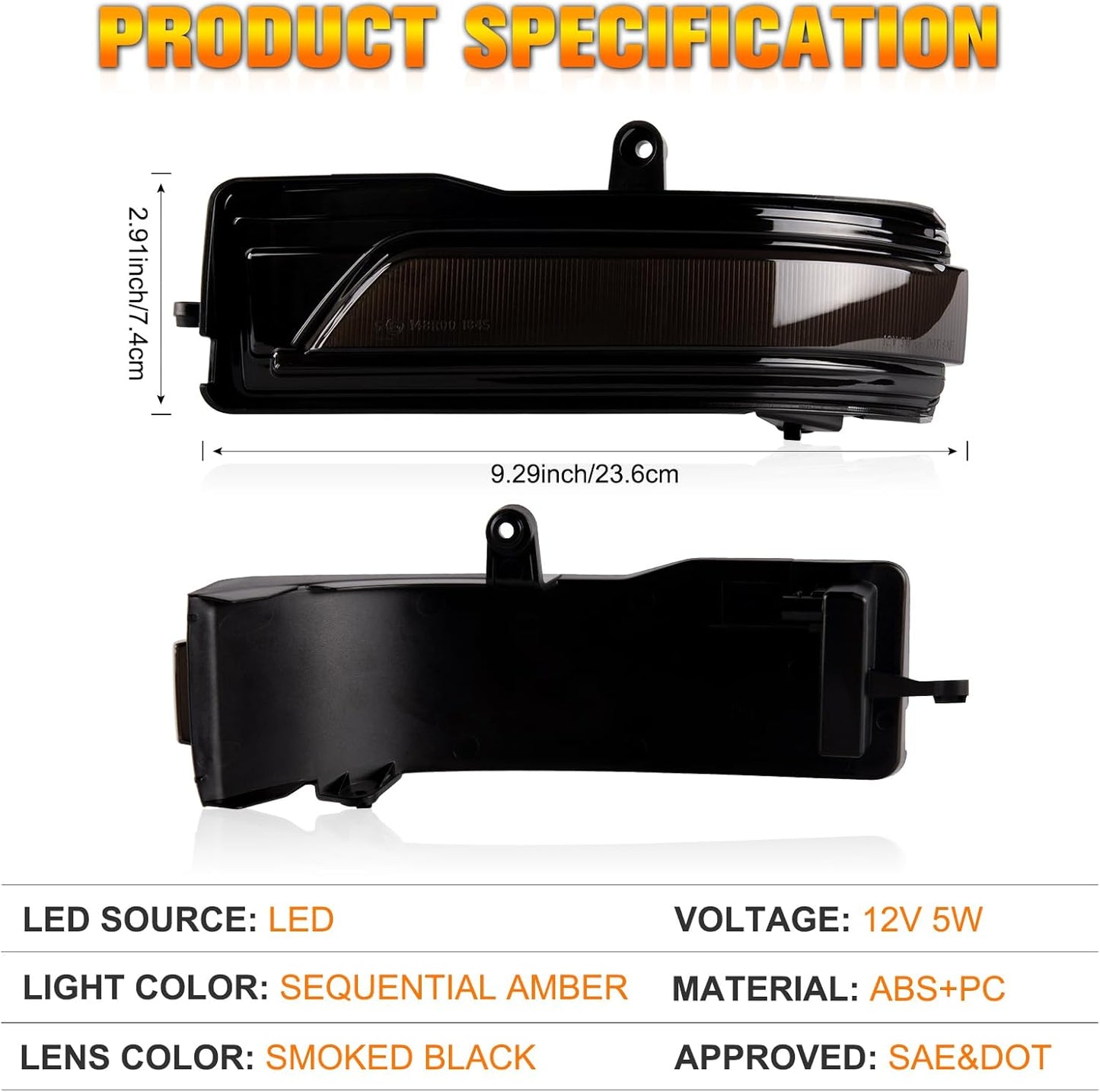 2019-2024 Ram 1500 & TRX Clear Smoked Amber Scanning LED Mirror Lights
