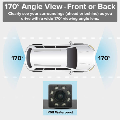 Master Tailgaters 10.5" Rear View Mirror with 4.3" LCD Screen + Wireless Transmitter & 170° LED Backup Camera | Universal Rearview | Auto Adjusting Brightness LCD | Anti Glare | Full Replacement