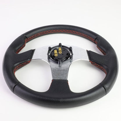 GEN PERFORMANCE 320MM Black Spoke Red Stitch Lightweight 6-Bolt Steering Wheel