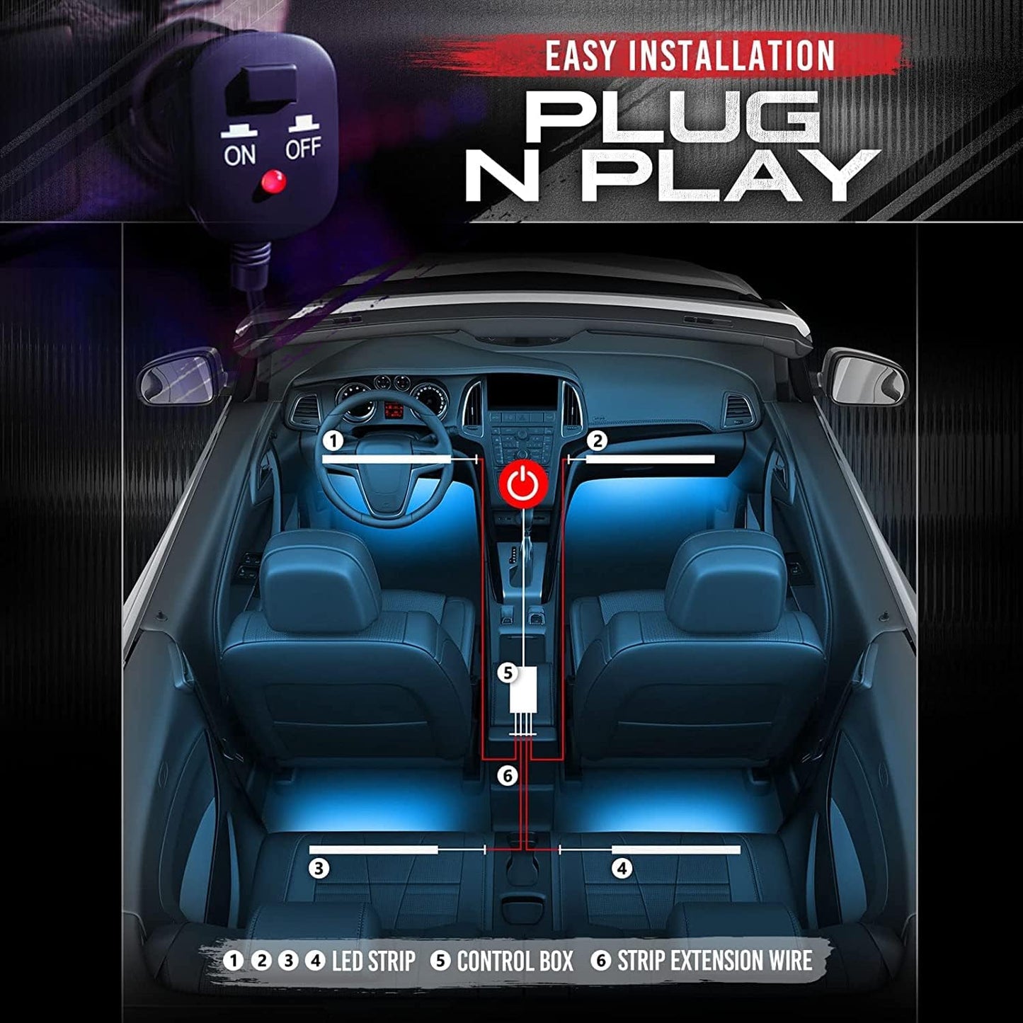 AURA LED Lighting Kit Bundle - Underglow + Grille + Interior - Remote Control